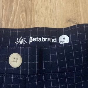 Betabrand Dress Pants Yoga Pants - Navy with Gray Striping